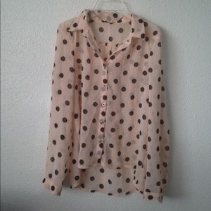 Charlotte Russe pale pink polka dot blouse